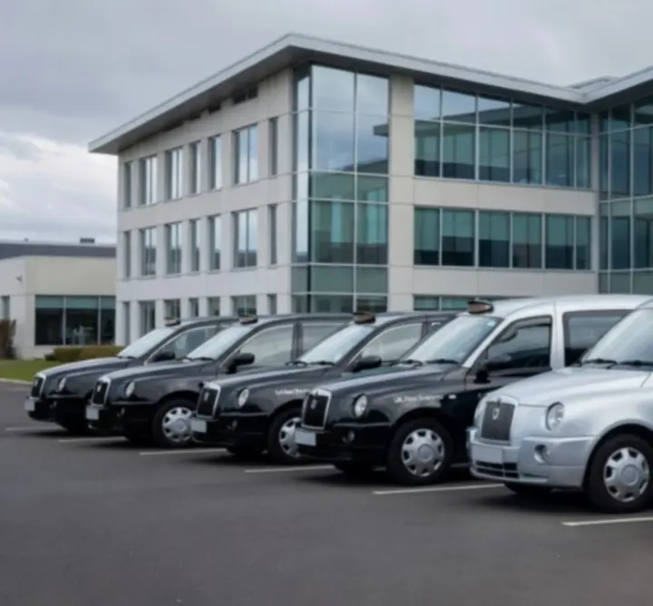 Modern HOI & KI LTD taxi fleet parked and ready for passenger pickups