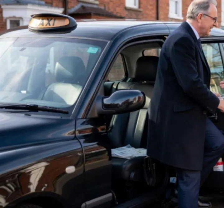 Passenger enjoying a safe and comfortable taxi ride