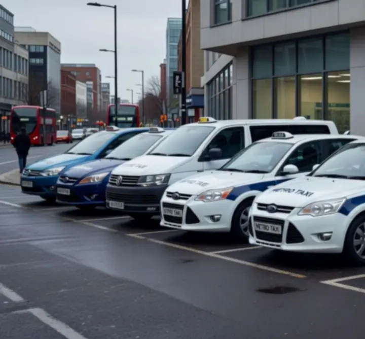 Modern taxi fleet ready for passenger transport