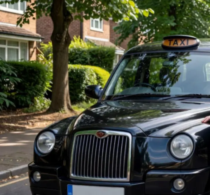 Professional HOI & KI LTD taxi driver standing by a clean vehicle